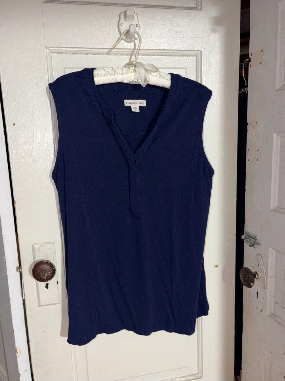 Coldwater Creek Navy Sleeveless V-Neck Tank